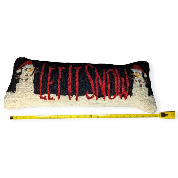 Chandler 4 Corners Hand-Hooked "Let It Snow" Pillow - Picture 10 of 13